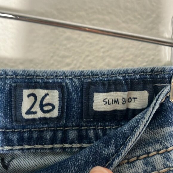 Miss Me slim Boot Cut Jeans w/Rhinestone embellished Embroidered Pocket size 26 - Picture 4 of 7